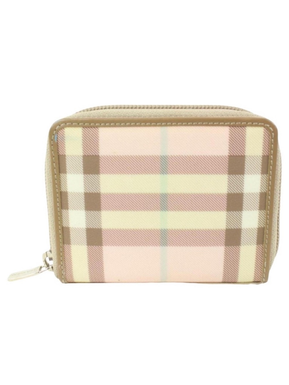 Burberry Pastel Pink Check Zip Around Compact Wallet